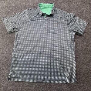 Greg Norman Polo Shirt Mens XL Green Geometric Short Sleeve Golf Performance